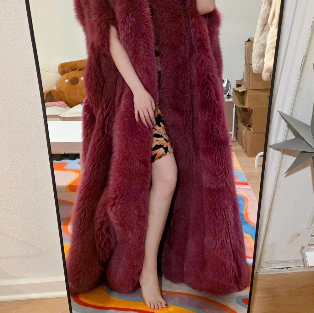 Luxurious genuine fox fur coat